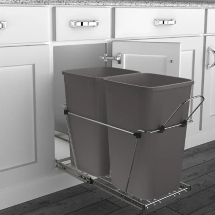Rev-A-Shelf Double Pull Out Trash Can 27 Qt for Kitchen