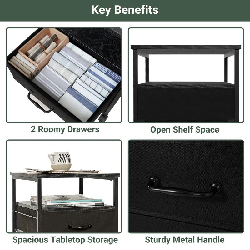 17 Stories Dacie Mobile File Cabinet with Fabric Drawers, Rolling Printer Stand, Vertical Filing Cabinet for Home Office, A4/Letter Size, Nonwoven Drawers