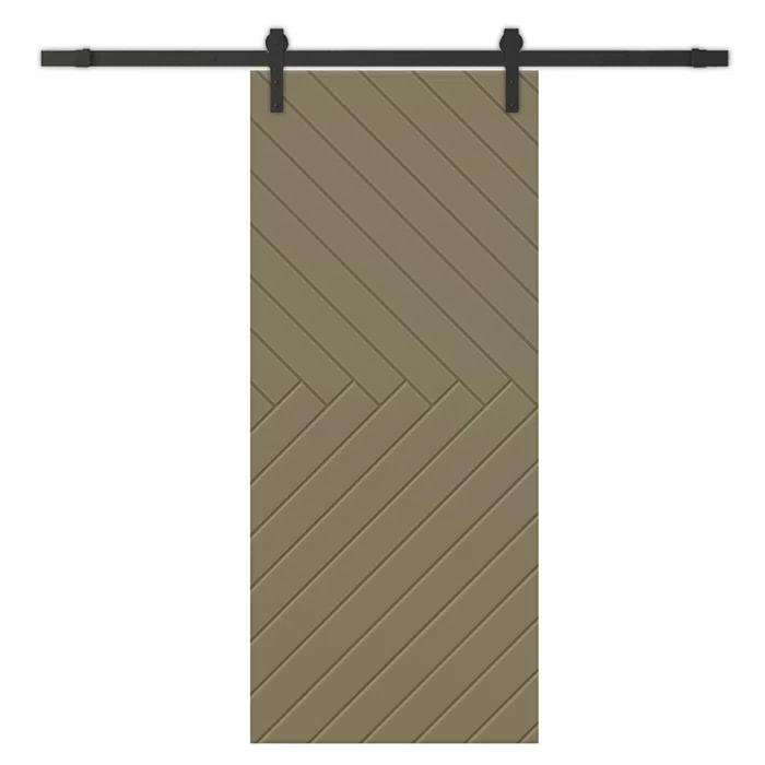 Calhome Hollow Paneled Painted with Installation Hardware Kit Barn Door