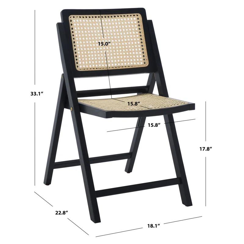 SAFAVIEH Couture Desiree Modern Cane Solid Folding Dining Chair, Black/Natural (Set of 2)