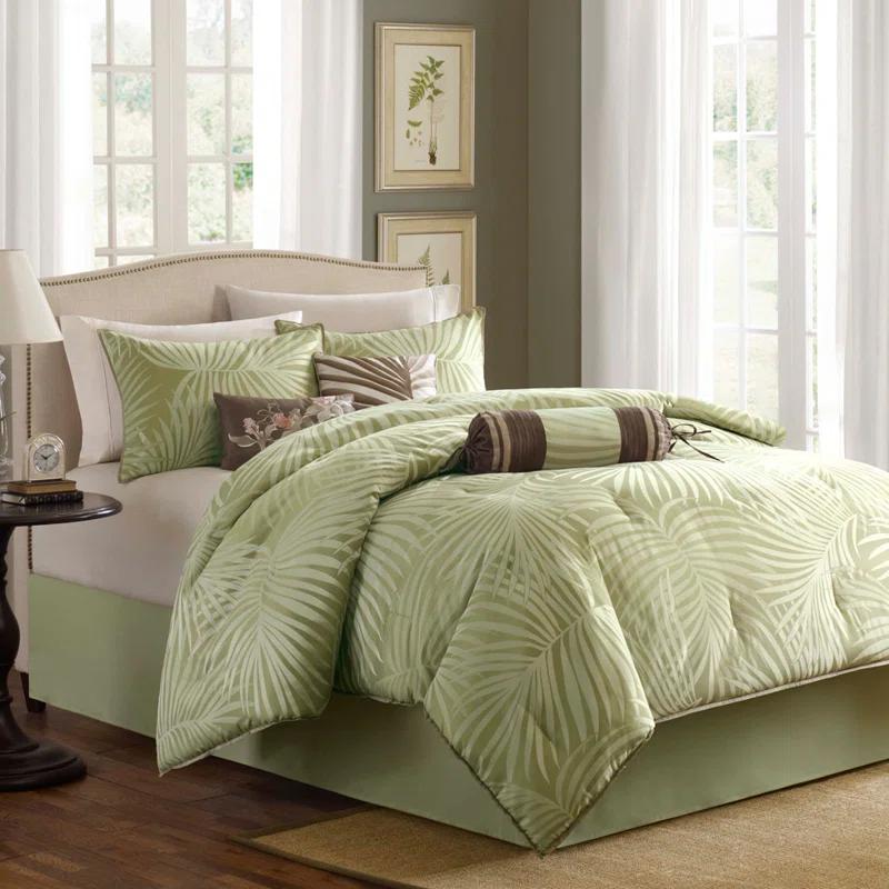 Soft Green Microfiber 7 Piece Jaquard Comforter Set