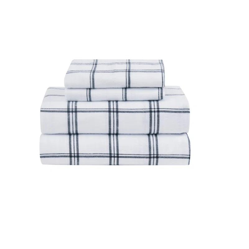 Truly Soft Traditional Cozy 100% Cotton Standard Plaid Sheet Set