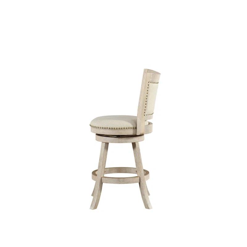 Dovecove Falken Swivel Upholstered Counter Stool with Solid Wood Frame