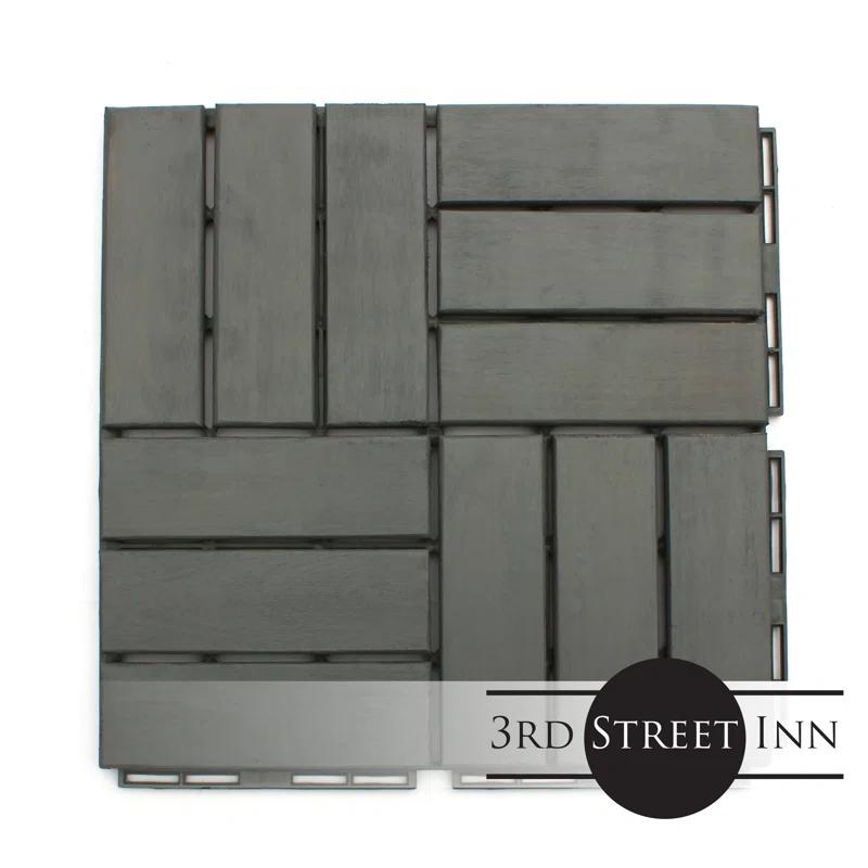 3rd Street Inn 12" x 12" Wood Interlocking Deck Tile (Set of 10)