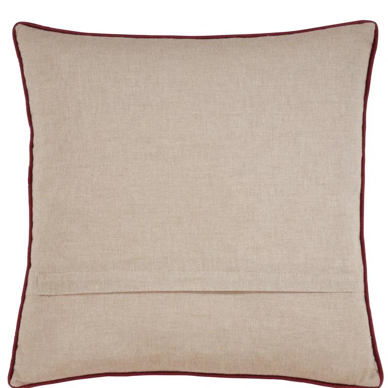 Saro Merry Christmas Design Cotton Throw Pillow