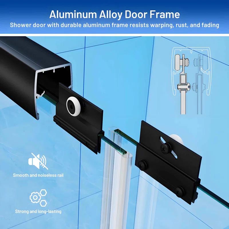 56 - 60 in. W x 58 in. H Semi-Frameless Sliding Bathtub Door in Finish with Clear SGCC Tempered Glass