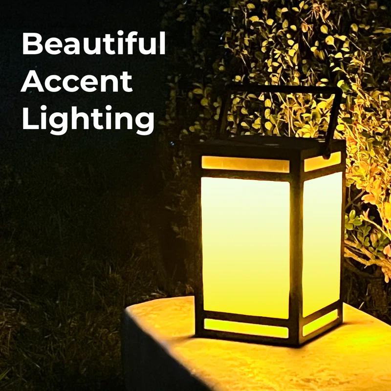 9" Black Solar Powered LED Outdoor Lantern