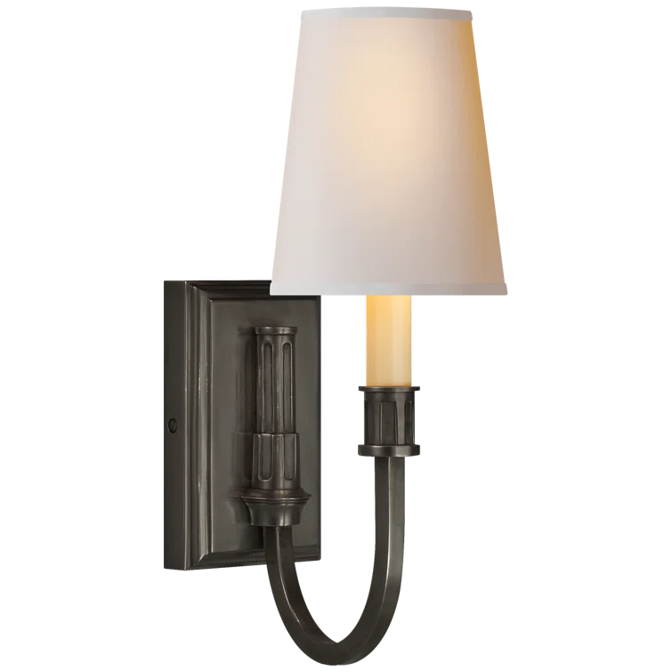 Elegant Black and Bronze Dimmable 14" Library Wall Sconce