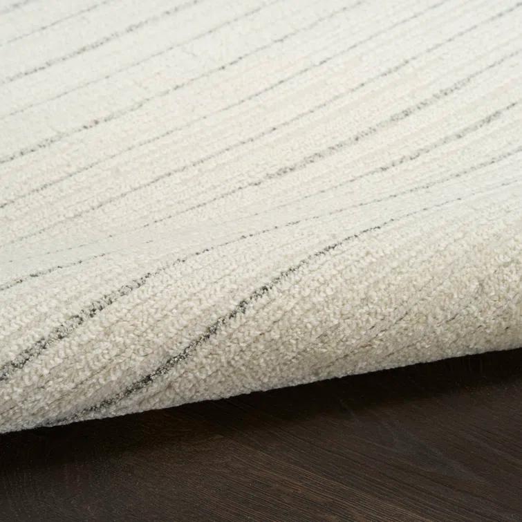 Nourison Hues Scandinavian Stripe Indoor Area Rug Ivory Grey 5'3" x 7'3"