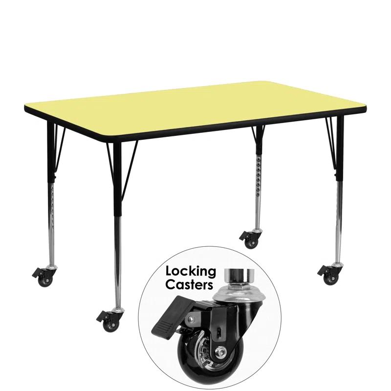 Flash Furniture Goddard Mobile 24''W x 48''L Rectangular HP Laminate Activity Table - Adjustable Legs