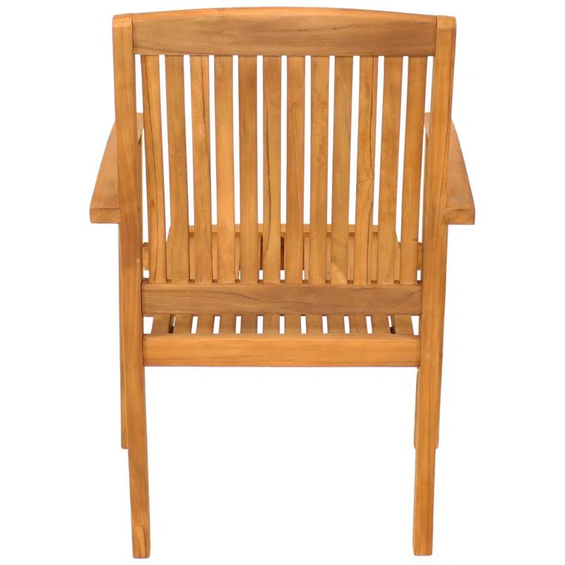 Red Barrel Studio® Datrion Teak Wood Outdoor Stacking Dining Armchair (Set of 2)