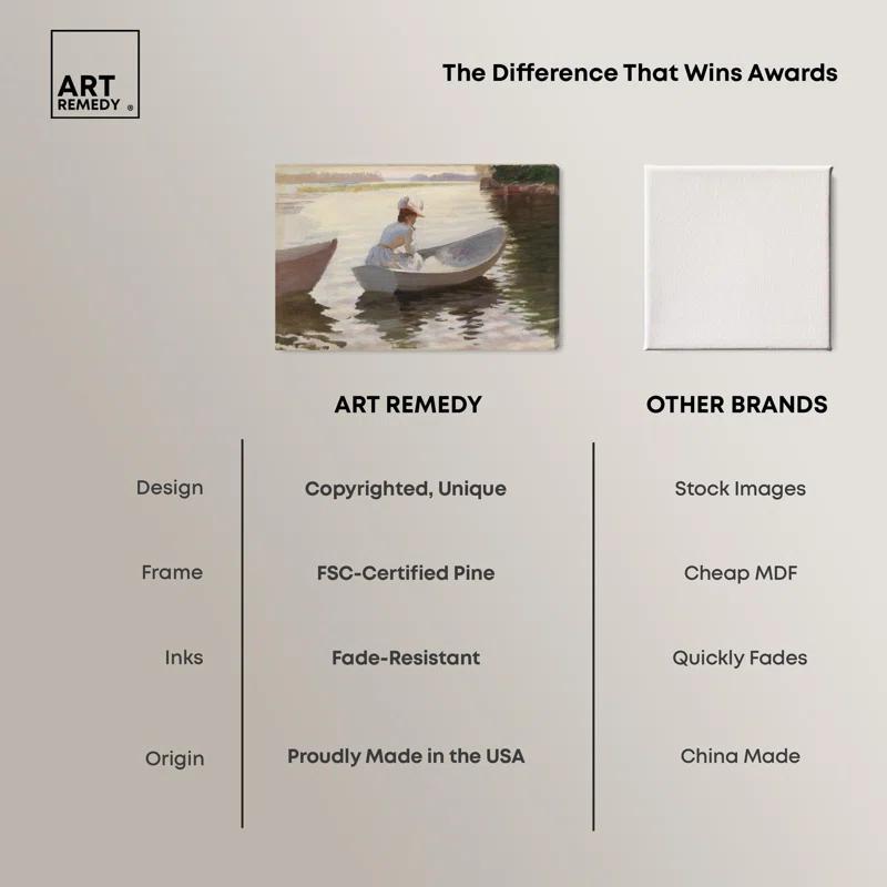 Art Remedy Woman in a Rowing Boat Canvas Classic Female Portraits by Art Remedy