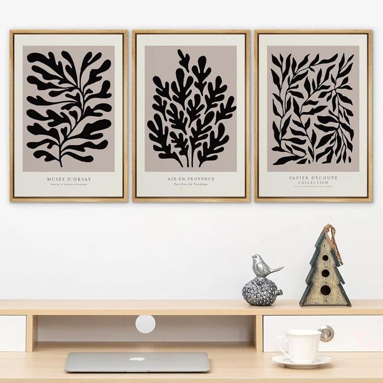 SIGNLEADER " Papier Decoupe Collection French Retro Art Decor Flower Plants " by Henri Matisse 3 - Pieces