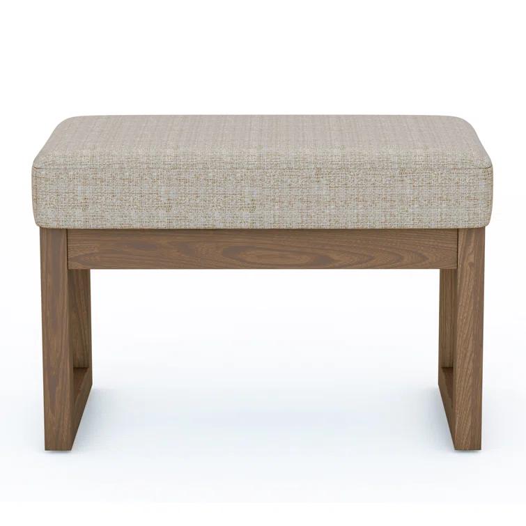 Simpli Home Milltown Ottoman Bench with Upholstered Seat and Solid Wood Frame