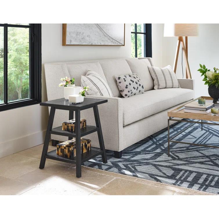 Universal Modern Farmhouse Square End Table in black Charcoal Oak wood
