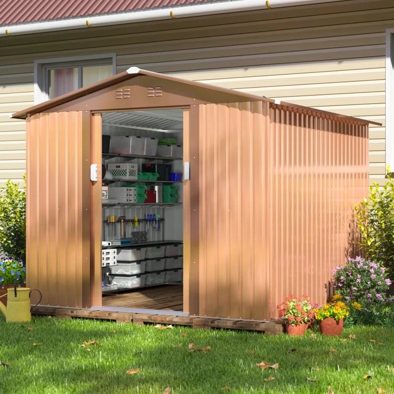 Jaxpety Outdoor 8 ft. W x 8 ft. D Metal Storage Shed
