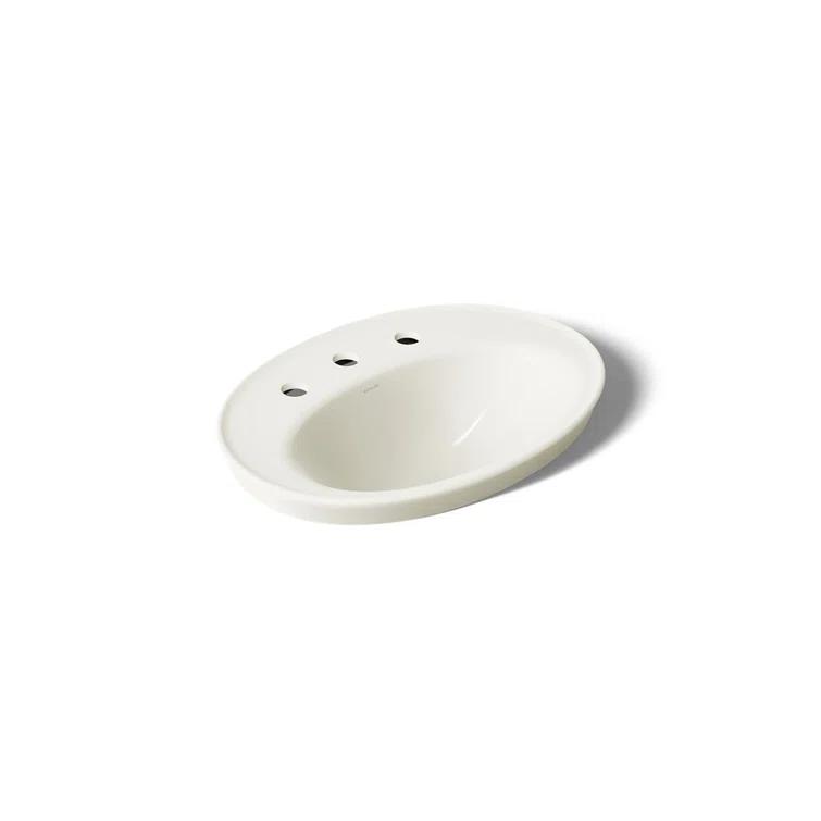 Serif® Ceramic Oval Drop-In Bathroom Sink with Overflow
