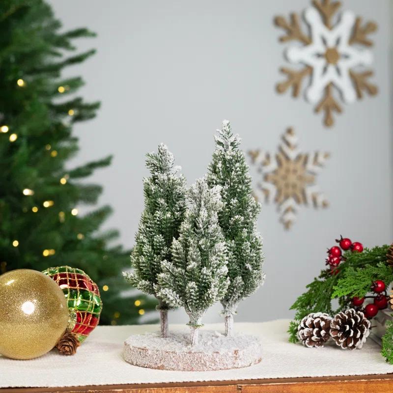 Northlight Seasonal Frosted Trio Of Pine Trees Christmas Decoration - 8" - Unlit