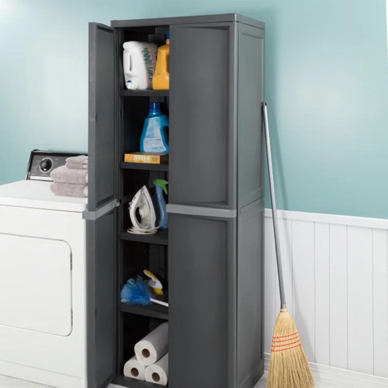 Sterilite Sterilite Adjustable 4-Shelf Gray Storage Cabinet With Doors (Set of 2)