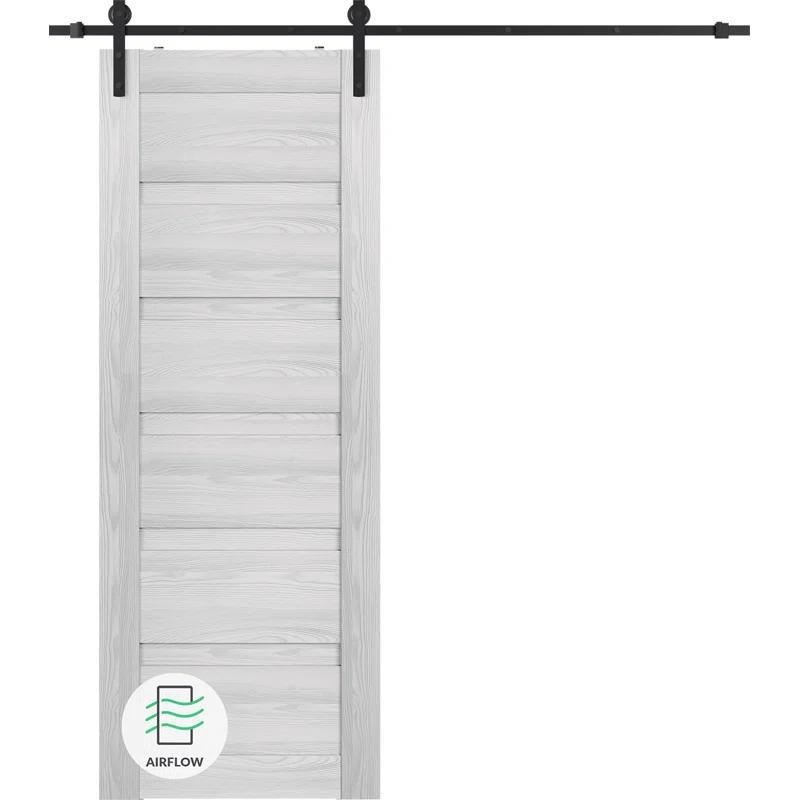 Belldinni Louver Solid + Manufactured Wood Paneled with Installation Hardware Kit Barn Door