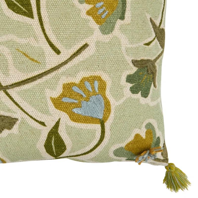 Saro Blossom Collection Floral Cotton Throw Pillow