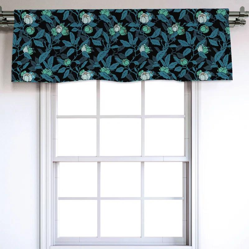 Floral Sateen Ruffled 54'' W Window Valance in
