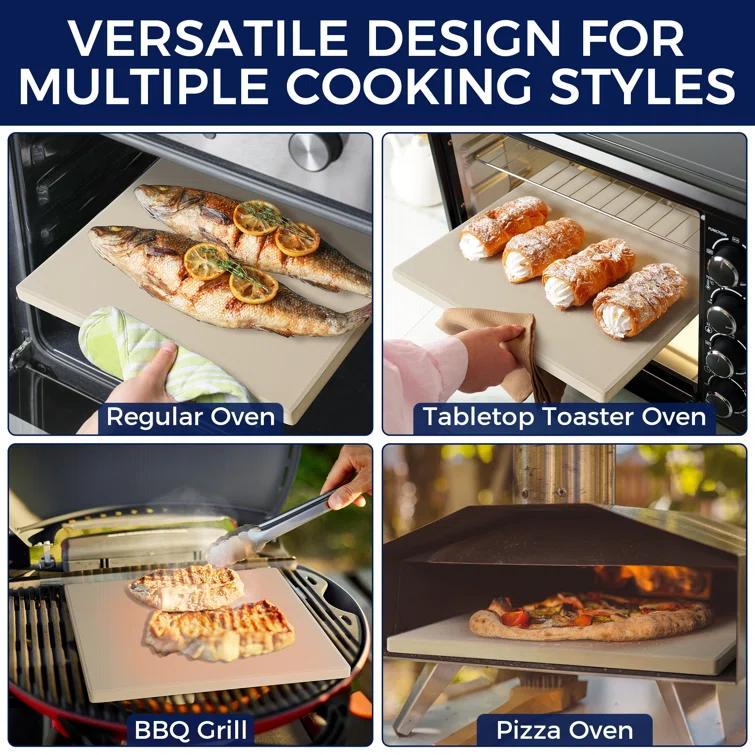 CHEFSPOT CHEFSPOT Cordierite Pizza Stone for Grill, Oven and Pizza Oven - 12" x 12" - 0.6" Thick