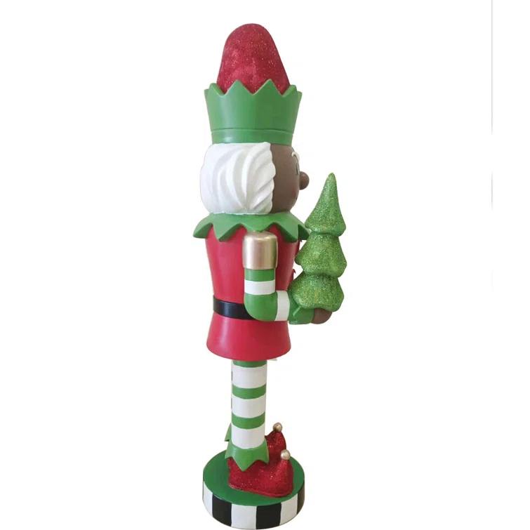 Fraser Hill Farm 48-inch Elf Nutcracker Figurine Holding Tree in Red/Green