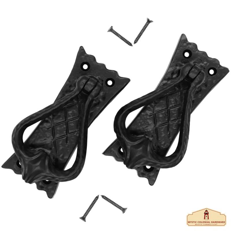 Mystic Colonial Hardware Bedroom Door Knocker Antique Black Ironmongery - True Solid CAST Iron - 4.7 inches