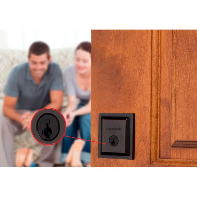 Baldwin 380SLB11PSMTCPRCAL Torrey Pines 380 Rectangular Low Profile Single Cylinder Deadbolt with SmartKey