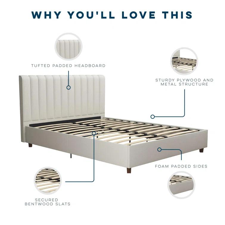 Novogratz Brittany Tufted Upholstered Platform Bed