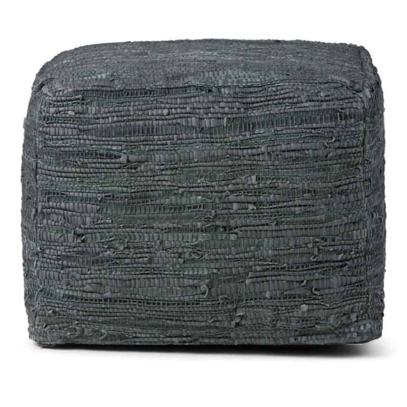 Simpli Home Fredrik 18"W Genuine Buffalo Leather Square Pouf & Reviews | Wayfair