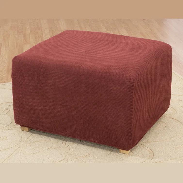 Sure Fit Stretch Pique Box Cushion Ottoman Slipcover