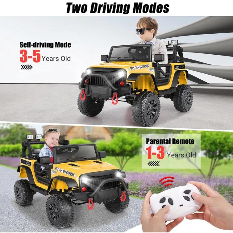 Ancheer Alex 24V Electric Ride on Jeeps for Kids, Ride On Car Truck with Remote Control, Battery Power Car Wheels for Kids w/LED Lights, Bluetooth, Music, 3 Speeds, 24 Volt Ride on Toys for Boys and Girls
