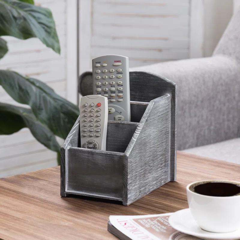 MyGift Gray/White Remote Control Holder