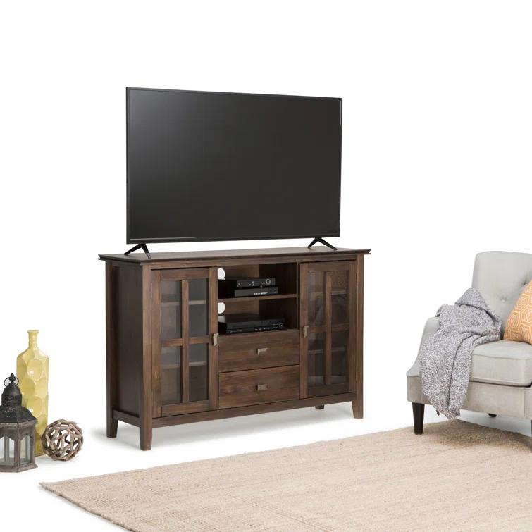 Simpli Home Artisan 53"W Solid Wood Contemporary Tall TV Stand for TVs up to 60" with Adjustable Shelves & Reviews | Wayfair