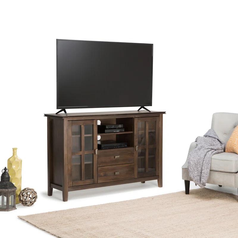 Simpli Home Artisan 53"W Solid Wood Contemporary Tall TV Stand for TVs up to 60" with Adjustable Shelves & Reviews | Wayfair