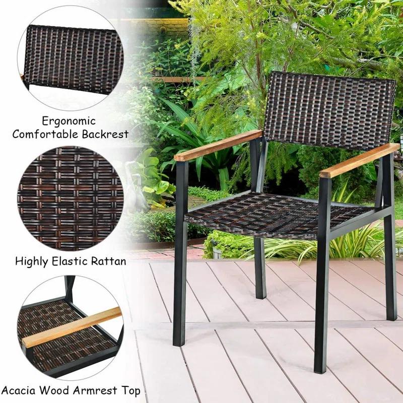Hokku Designs Artimiza 6 - Person Acacia Patio Dining Set with Rectangular Table (Set of 7)