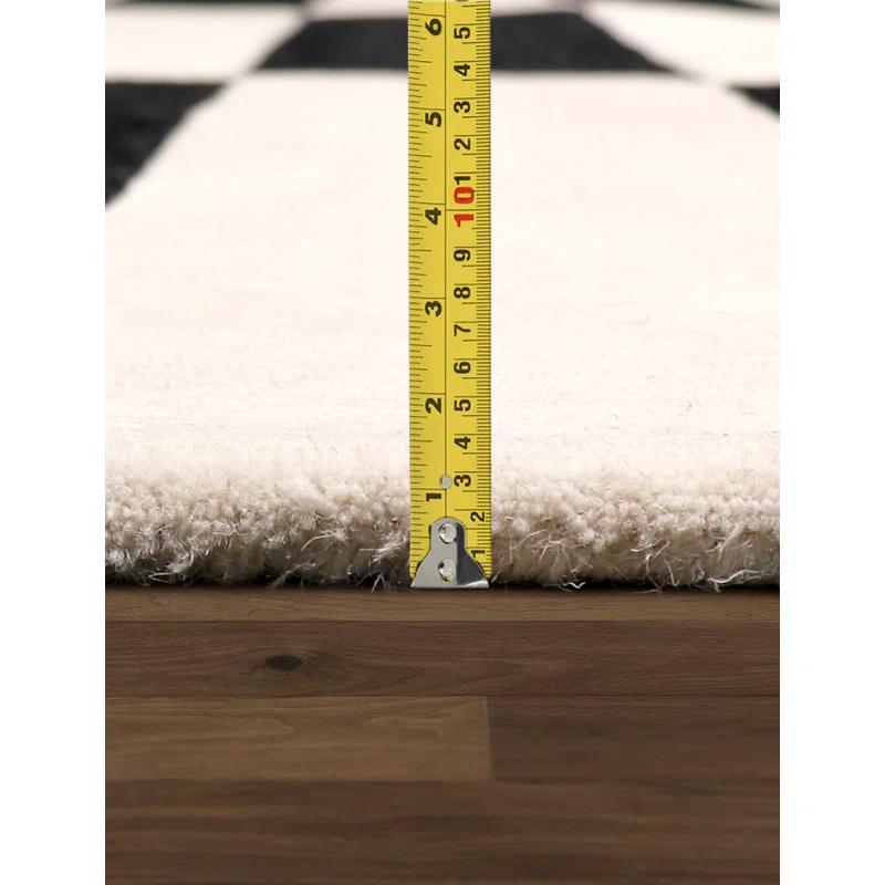 Pasargad Rodeo Striped Handmade Tufted Black/Beige Area Rug