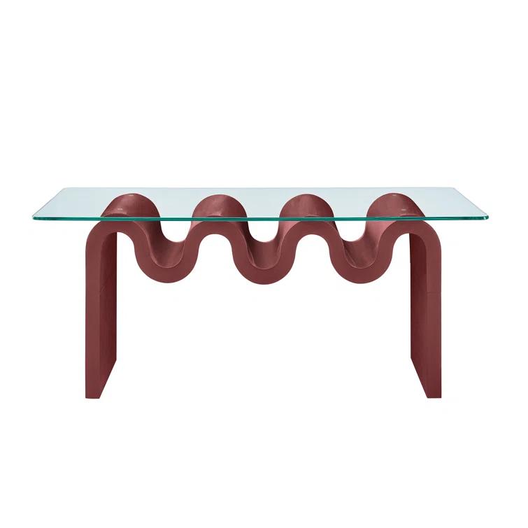 Modway Ondine Glass Top Coffee Table In Spiced Apple