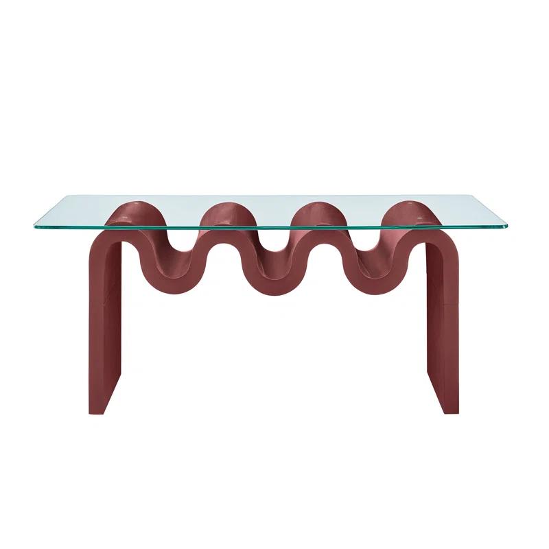 Modway Ondine Glass Top Coffee Table In Spiced Apple