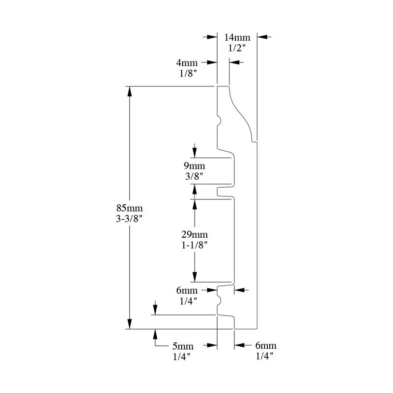 1/2 in D x 3-3/8 in W x 78-3/4 in L Primed White High Impact Polystyrene Baseboard Moulding (Set of 27)