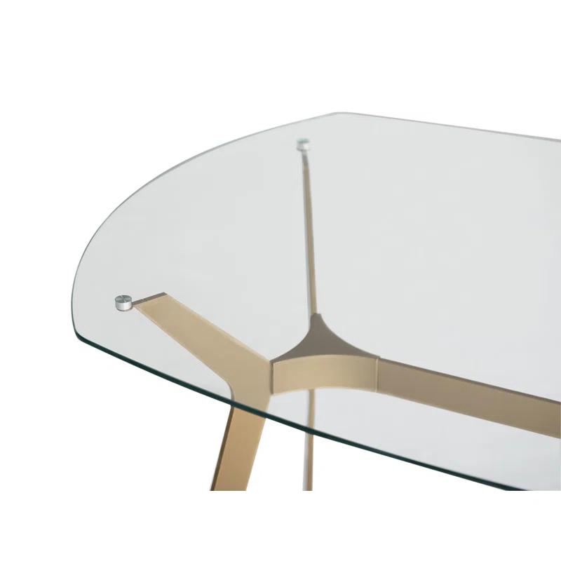 Fleischmanns Oval Glass Top Metal Base Writing Desk