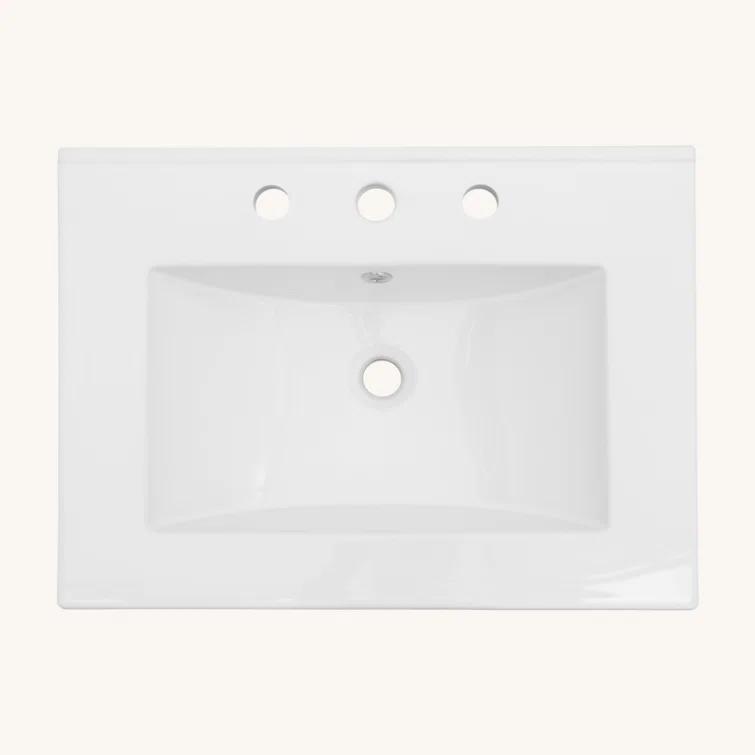Tech Cube 24"X18" White Rectangular Single Vanity Top With Overflow(Sink Only) TCYX05466A