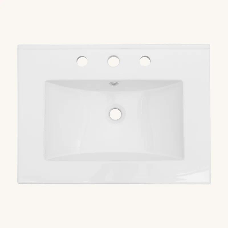 Tech Cube 24"X18" White Rectangular Single Vanity Top With Overflow(Sink Only) TCYX05466A