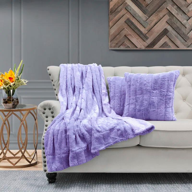 Home Soft Things Luxury Rabbit Faux Fur Throw Blanket