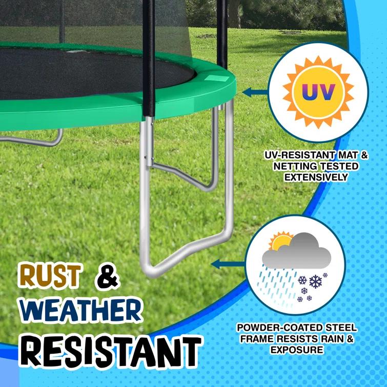 TruJump Sportspower TruJump 14' Round Trampoline with Safety Enclosure & with Lifetime Warranty on Jump Mat