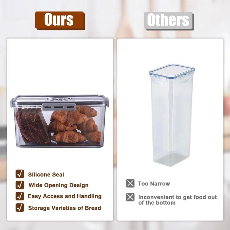 Rebrilliant Bread Box Bread Boxes for Kitchen Counter Airtight, Time Recording Bread Storage