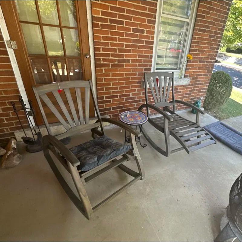 Highland Dunes Outdoor Cathleen Rocking  Solid Wood Chair