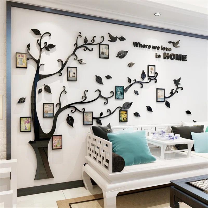 Red Barrel Studio® 3D Tree Wall Stickers - DIY Photo Frame Tree Wall Decal Family Photo Frame Sticker Murals Wall Decor Living Room Bedroom TV Background Home Decorations